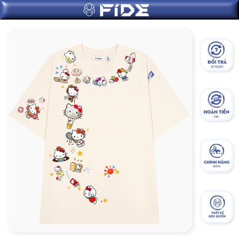 Áo thun FIDE Hello Kitty phông unisex form rộng local brand nam nữ cổ tròn oversize - AT203