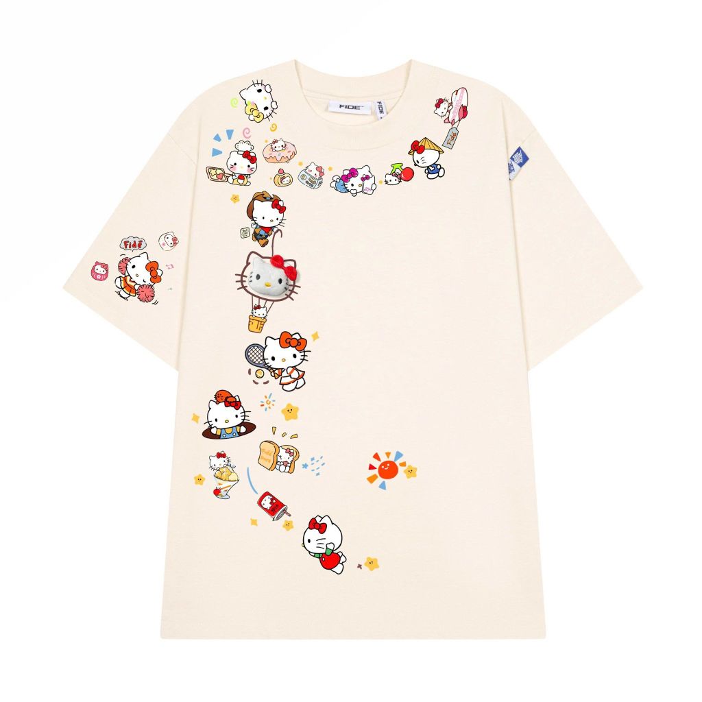 Áo thun FIDE Hello Kitty phông unisex form rộng local brand nam nữ cổ tròn oversize - AT203