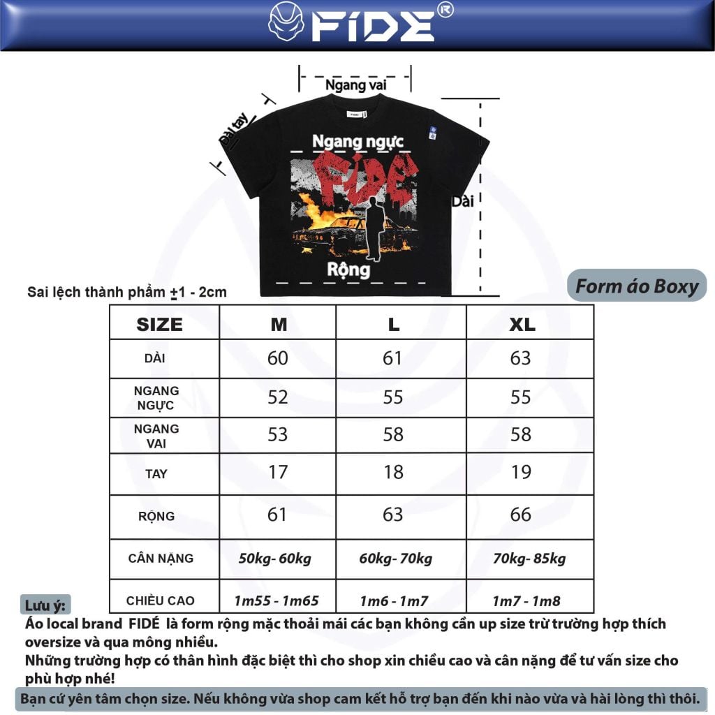 Áo thun FIDE BOXY phông boxy form rộng local brand nam nữ cổ tròn oversize - AT204