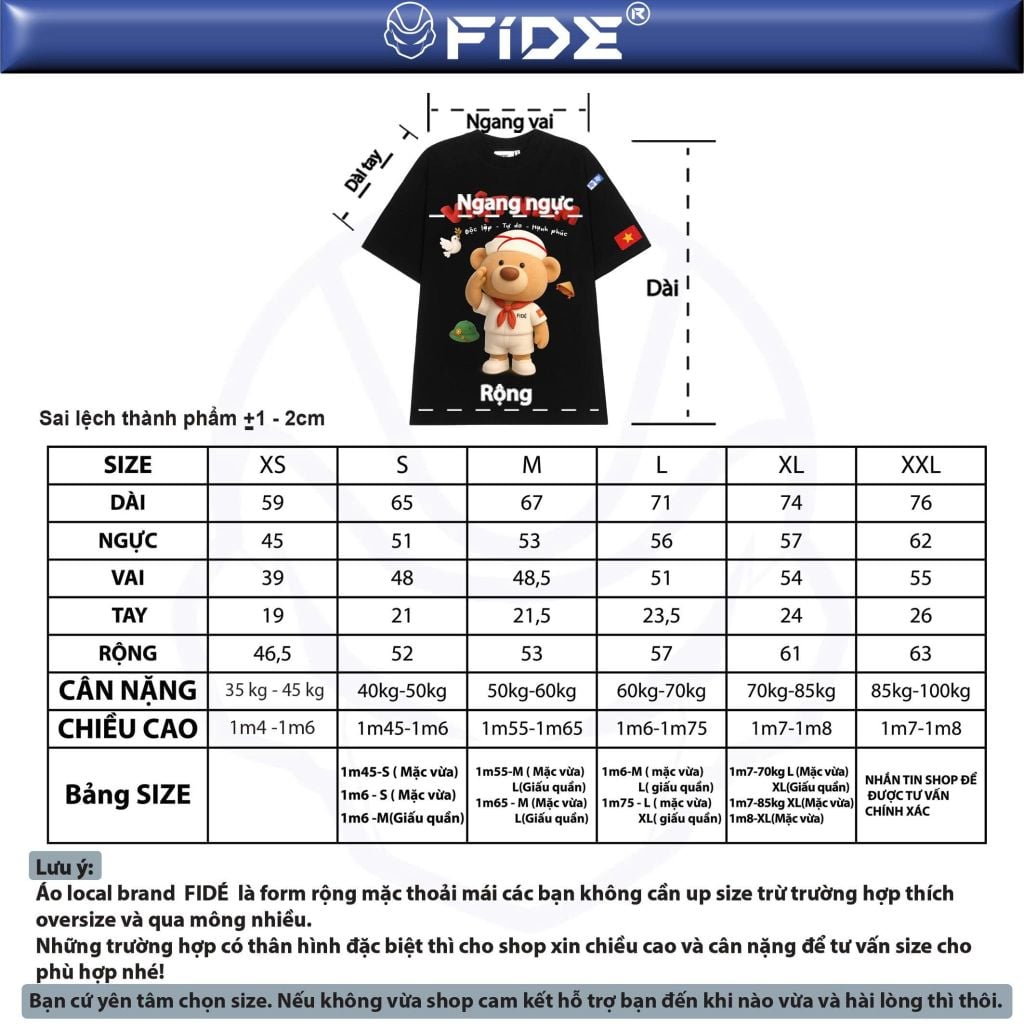 Áo thun FIDE Việt Nam phông unisex form rộng local brand nam nữ cổ tròn oversize - AT205