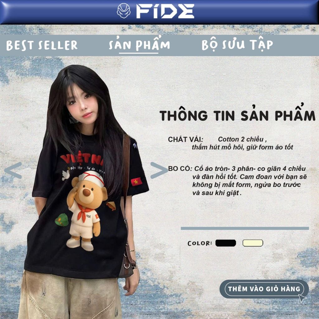 Áo thun FIDE Việt Nam phông unisex form rộng local brand nam nữ cổ tròn oversize - AT205