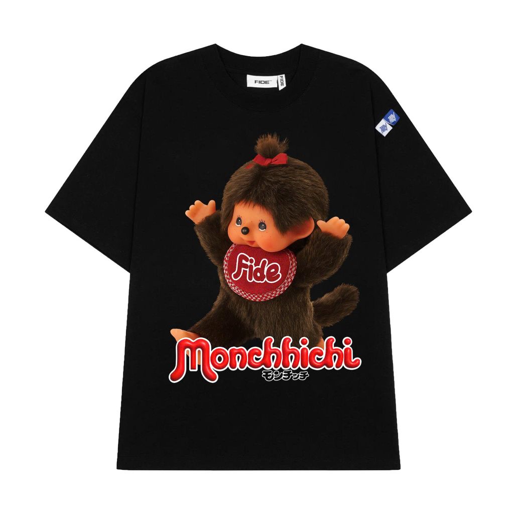 Áo thun FIDE Monchhichi unisex form rộng đính gấu local brand cổ tròn oversize- AT211