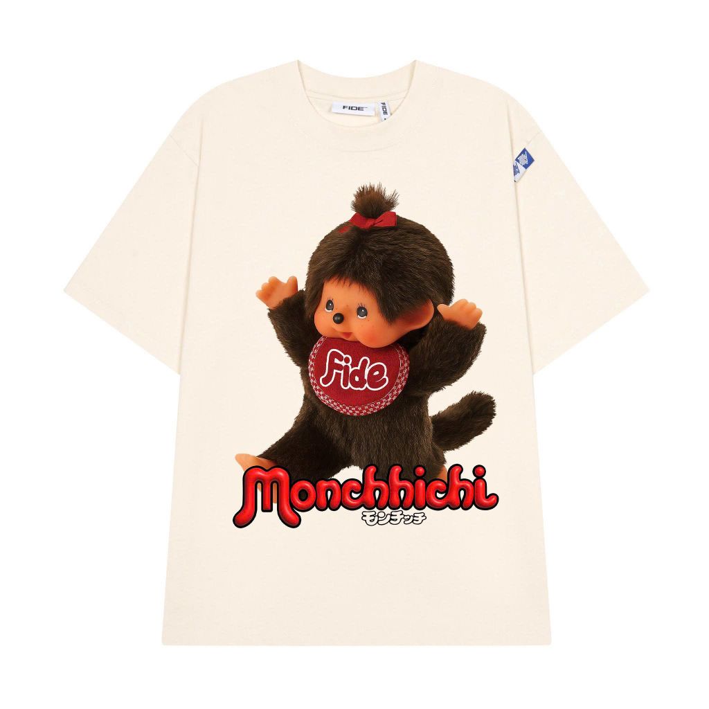 Áo thun FIDE Monchhichi unisex form rộng đính gấu local brand cổ tròn oversize- AT211
