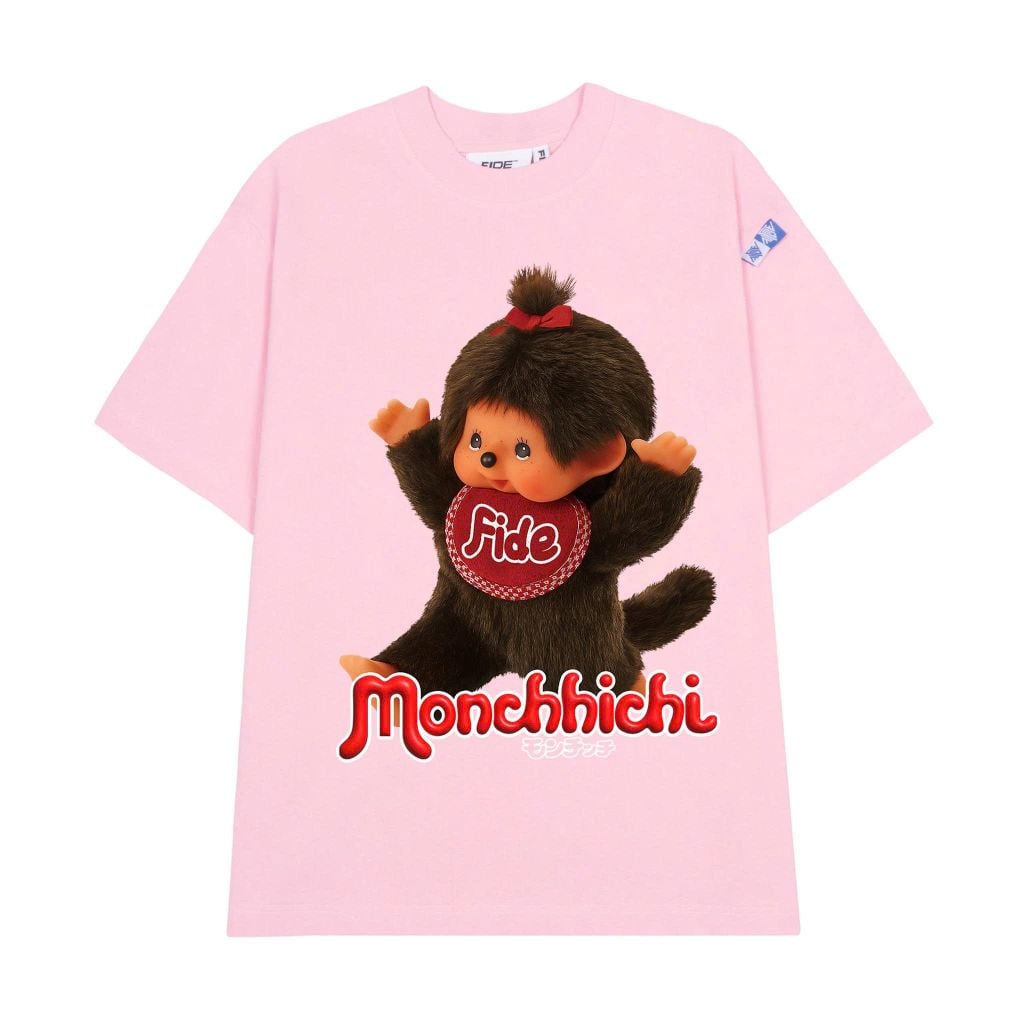 Áo thun FIDE Monchhichi unisex form rộng đính gấu local brand cổ tròn oversize- AT211