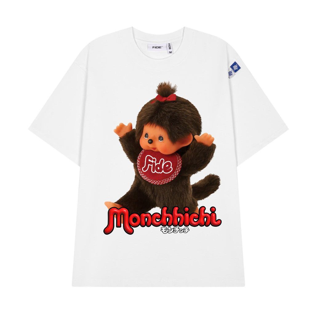 Áo thun FIDE Monchhichi unisex form rộng đính gấu local brand cổ tròn oversize- AT211