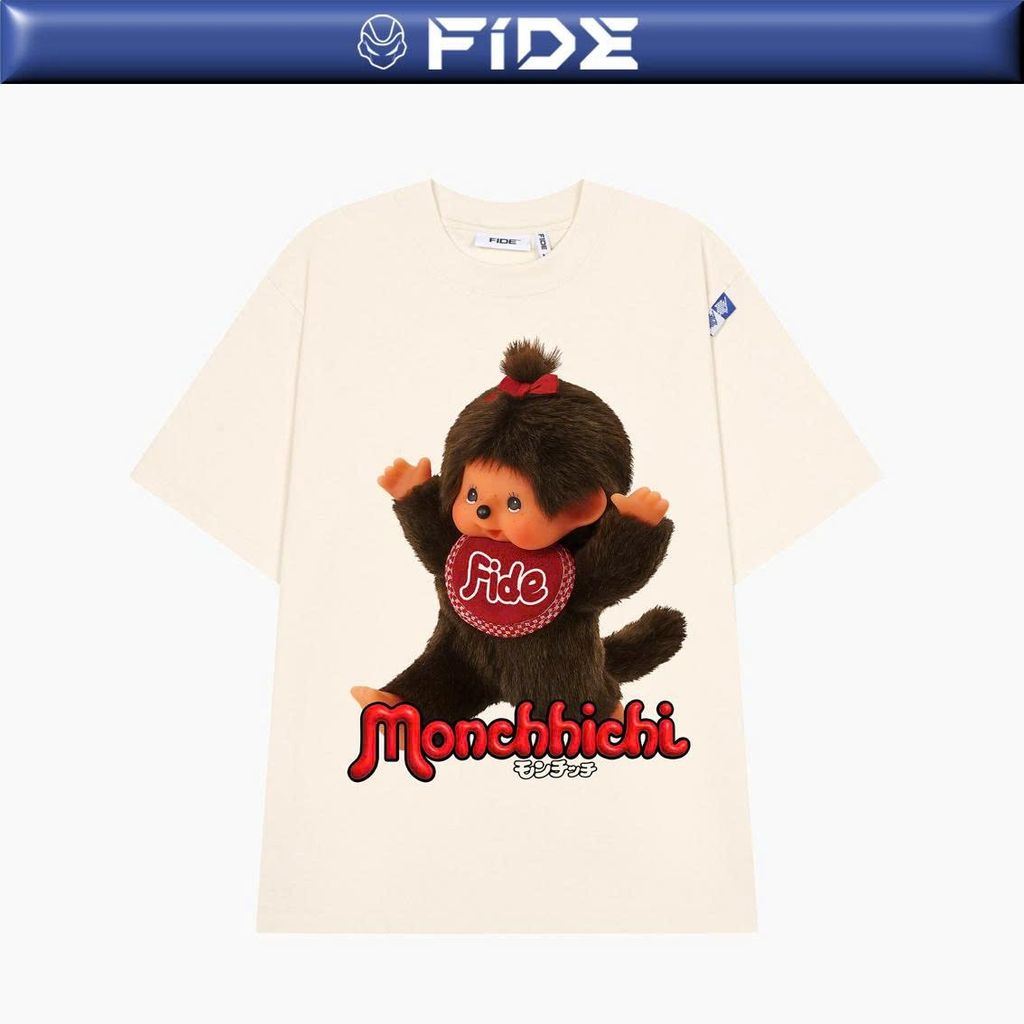 Áo thun FIDE Monchhichi unisex form rộng đính gấu local brand cổ tròn oversize- AT211