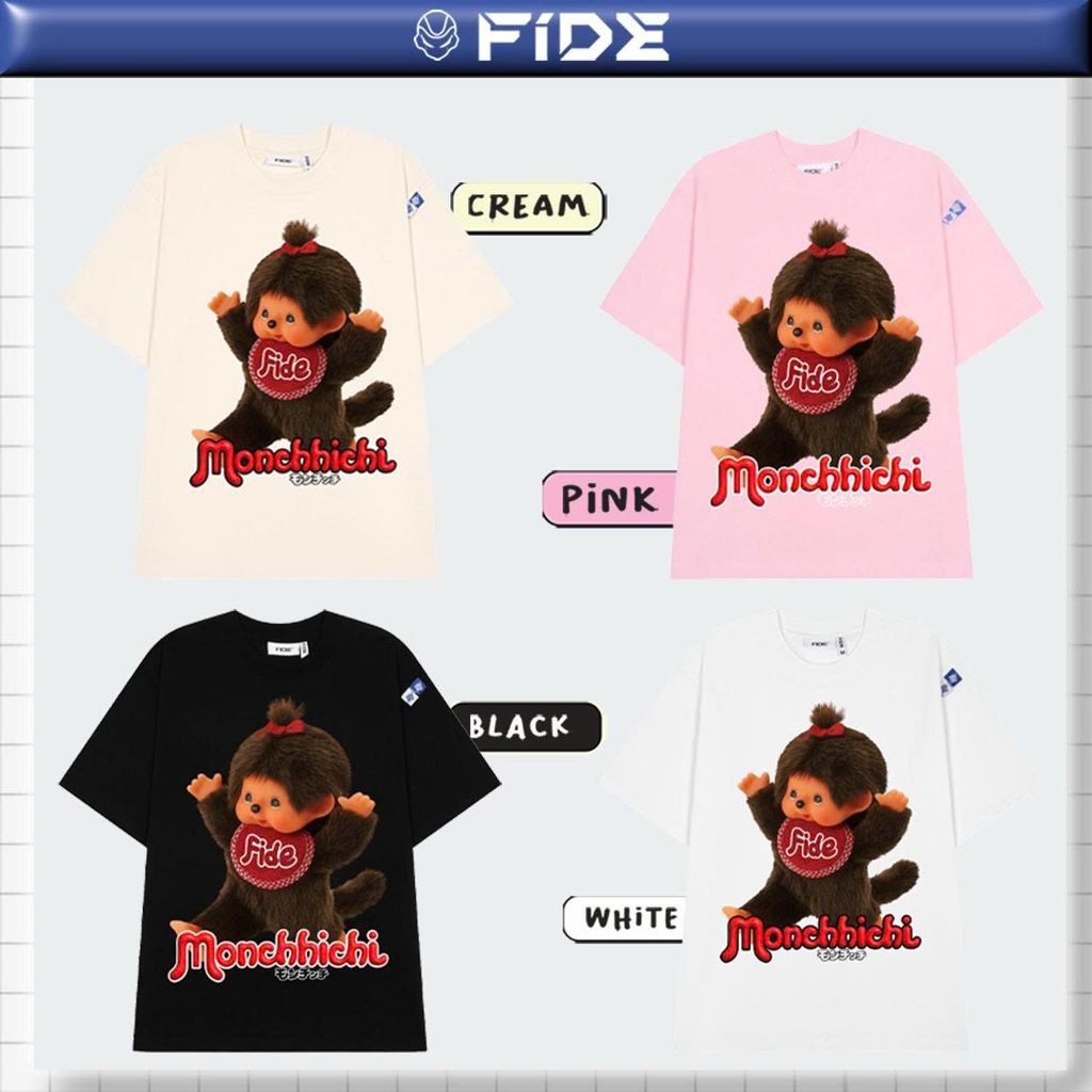 Áo thun FIDE Monchhichi unisex form rộng đính gấu local brand cổ tròn oversize- AT211