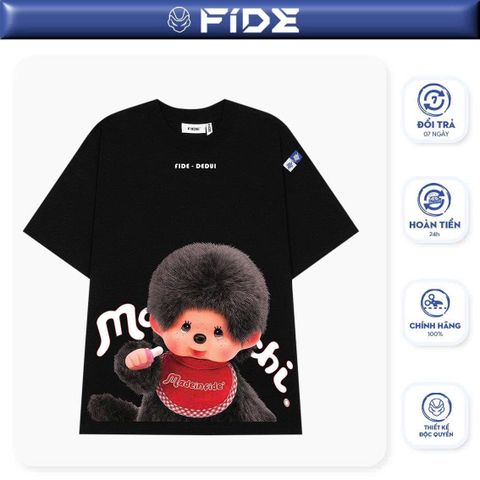 Áo thun FIDE Monchhichi unisex form rộng đính gấu local brand cổ tròn oversize- AT213