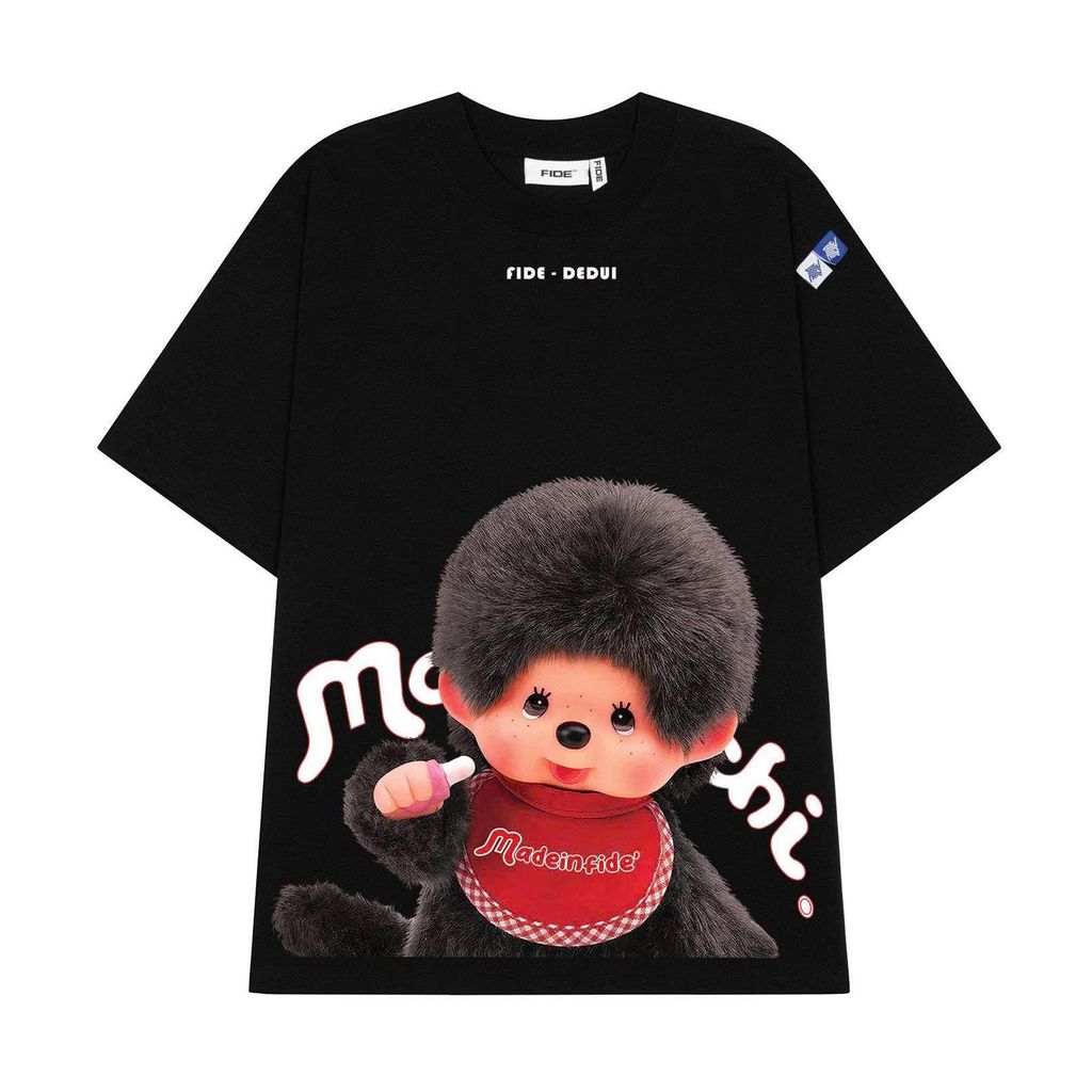 Áo thun FIDE Monchhichi unisex form rộng đính gấu local brand cổ tròn oversize- AT213