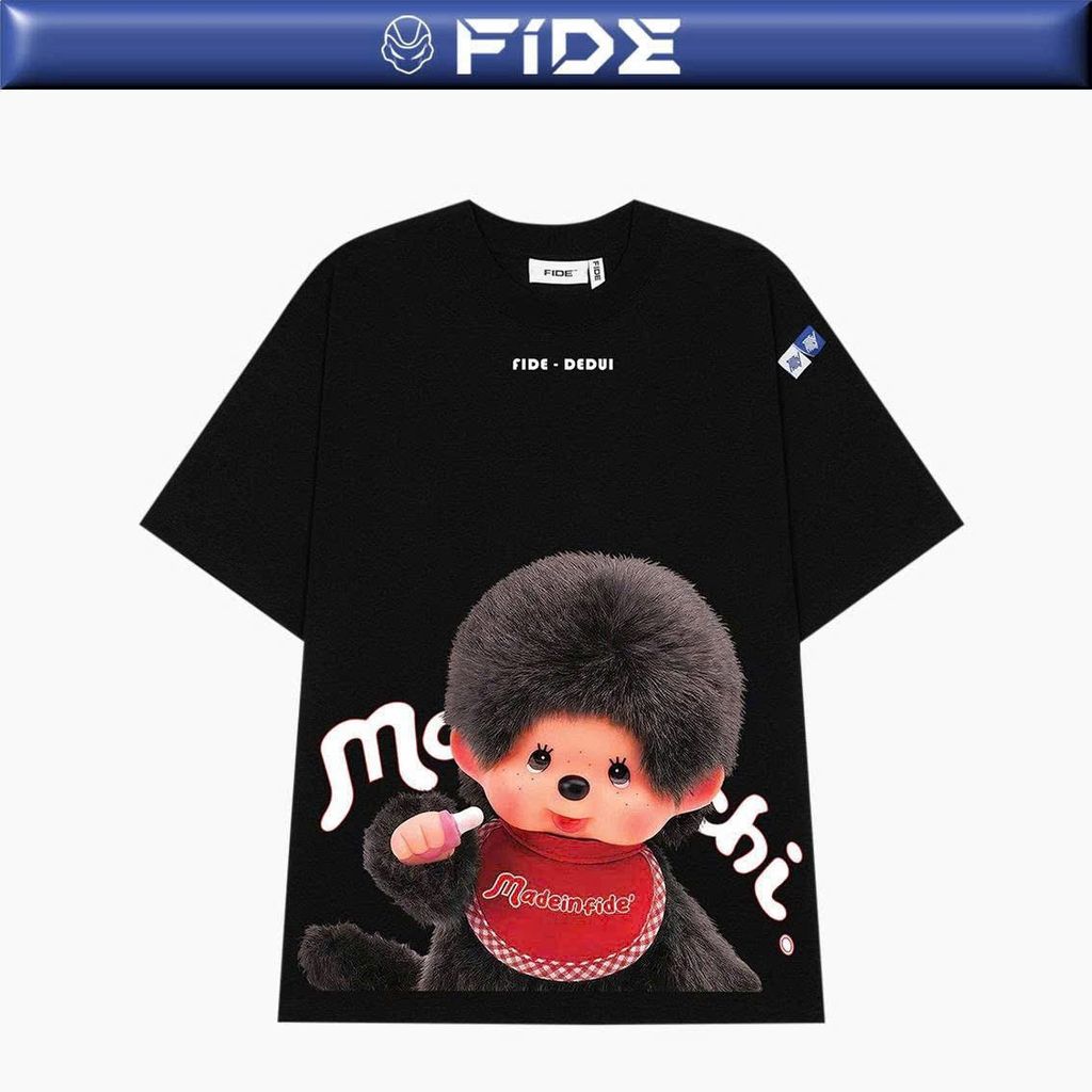 Áo thun FIDE Monchhichi unisex form rộng đính gấu local brand cổ tròn oversize- AT213
