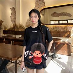 Áo thun FIDE Monchhichi unisex form rộng đính gấu local brand cổ tròn oversize- AT213