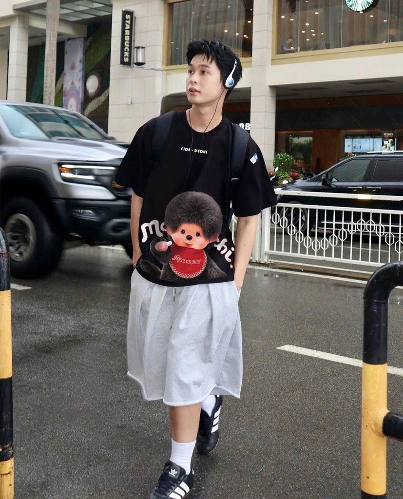 Áo thun FIDE Monchhichi unisex form rộng đính gấu local brand cổ tròn oversize- AT213