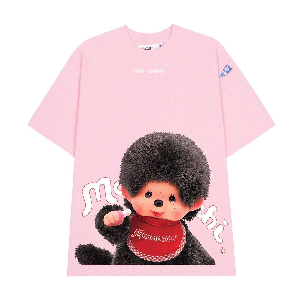 Áo thun FIDE Monchhichi unisex form rộng đính gấu local brand cổ tròn oversize- AT213