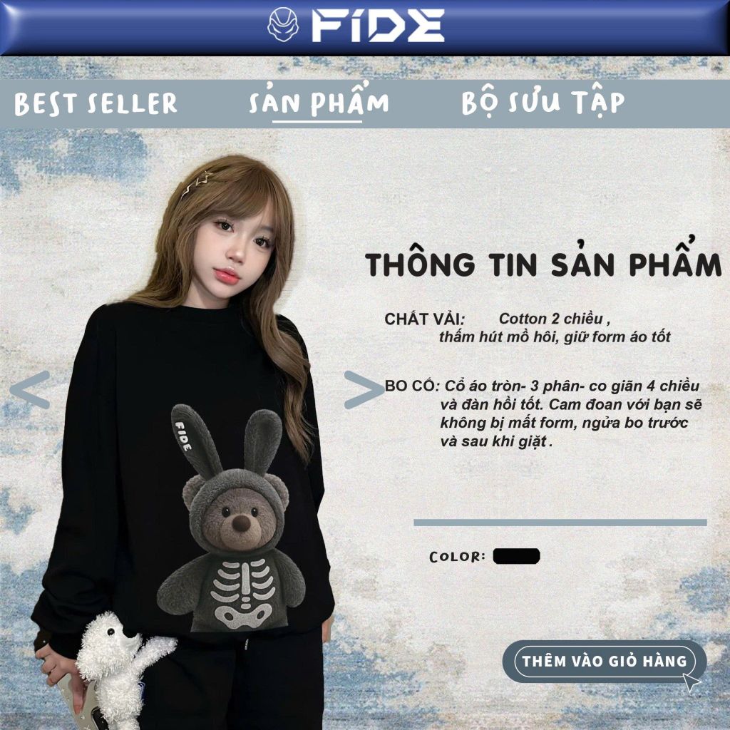 Áo Sweater FIDE TEDDY cotton unisex local brand nam nữ oversize form rộng - SWT15