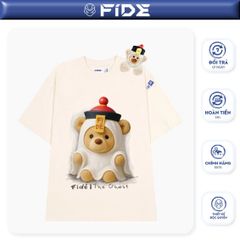 Áo thun FIDE TEEDY phông cotton unisex nam nữ form rộng cổ tròn áo đính gấu - AT216 (TẶNG KÈM GẤU)