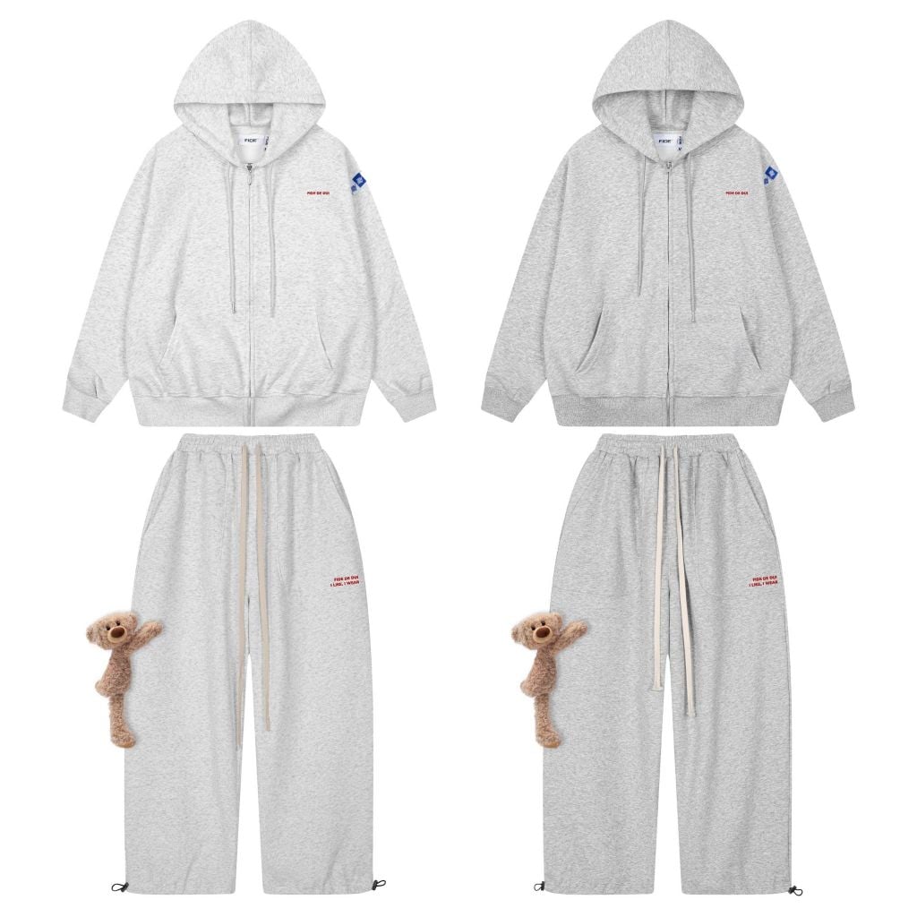 Set Áo Khoác Hoodie zip FIDÉ chất vải PC Cotton form rộng unisex nam nữ chống nắng S1