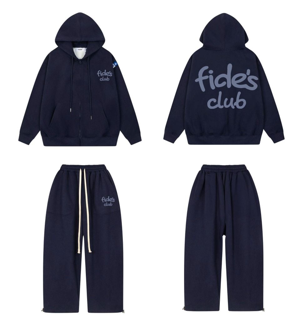 Set Áo Khoác Hoodie zip FIDÉ chất vải PC Cotton form rộng unisex nam nữ chống nắng S4