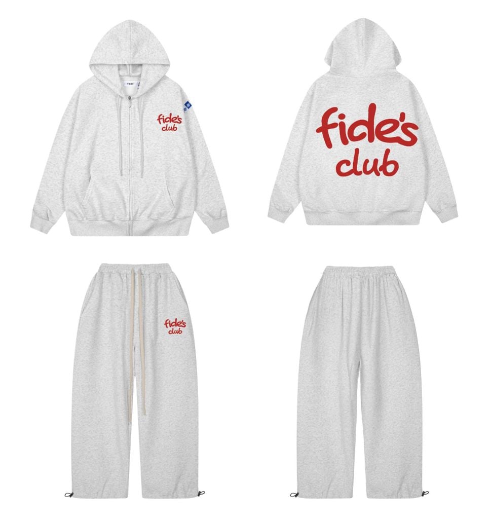 Set Áo Khoác Hoodie zip FIDÉ chất vải PC Cotton form rộng unisex nam nữ chống nắng S4