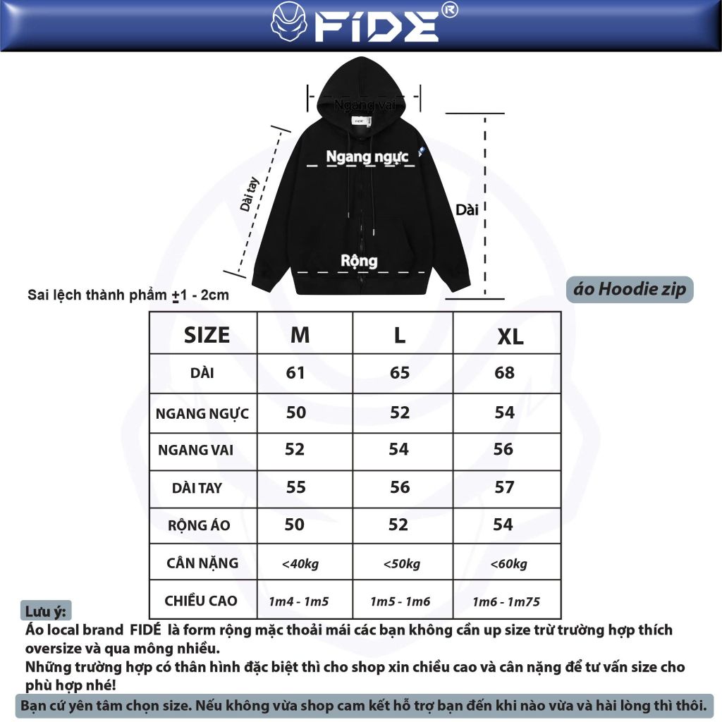 Set Áo Khoác Hoodie zip FIDÉ chất vải PC Cotton form rộng unisex nam nữ chống nắng S5