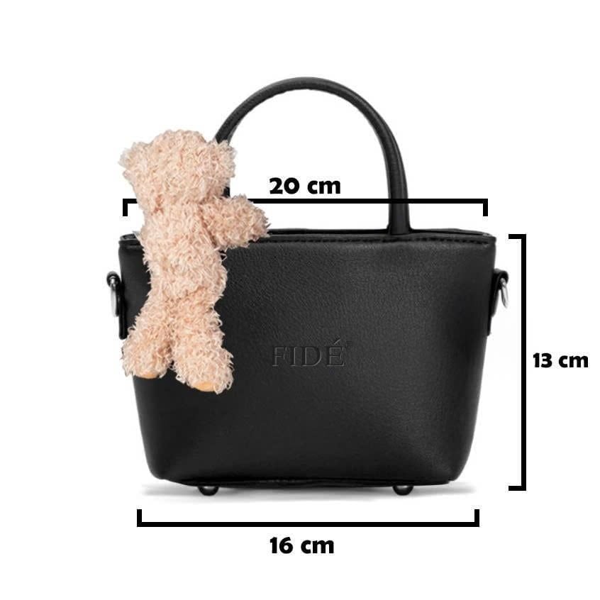 Túi Đeo Chéo Đính Gấu FIDE Local Brand Size Mini Đựng Vừa Điện Thoại Da PVC -TCG01 (Kèm Gấu)