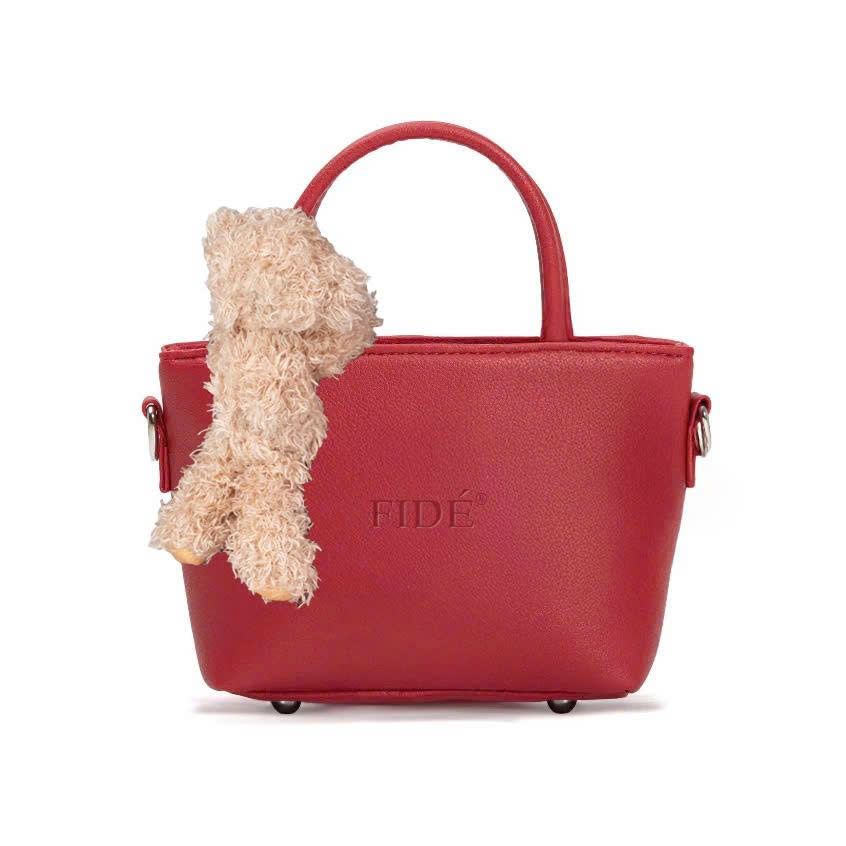 Túi Đeo Chéo Đính Gấu FIDE Local Brand Size Mini Đựng Vừa Điện Thoại Da PVC -TCG01 (Kèm Gấu)