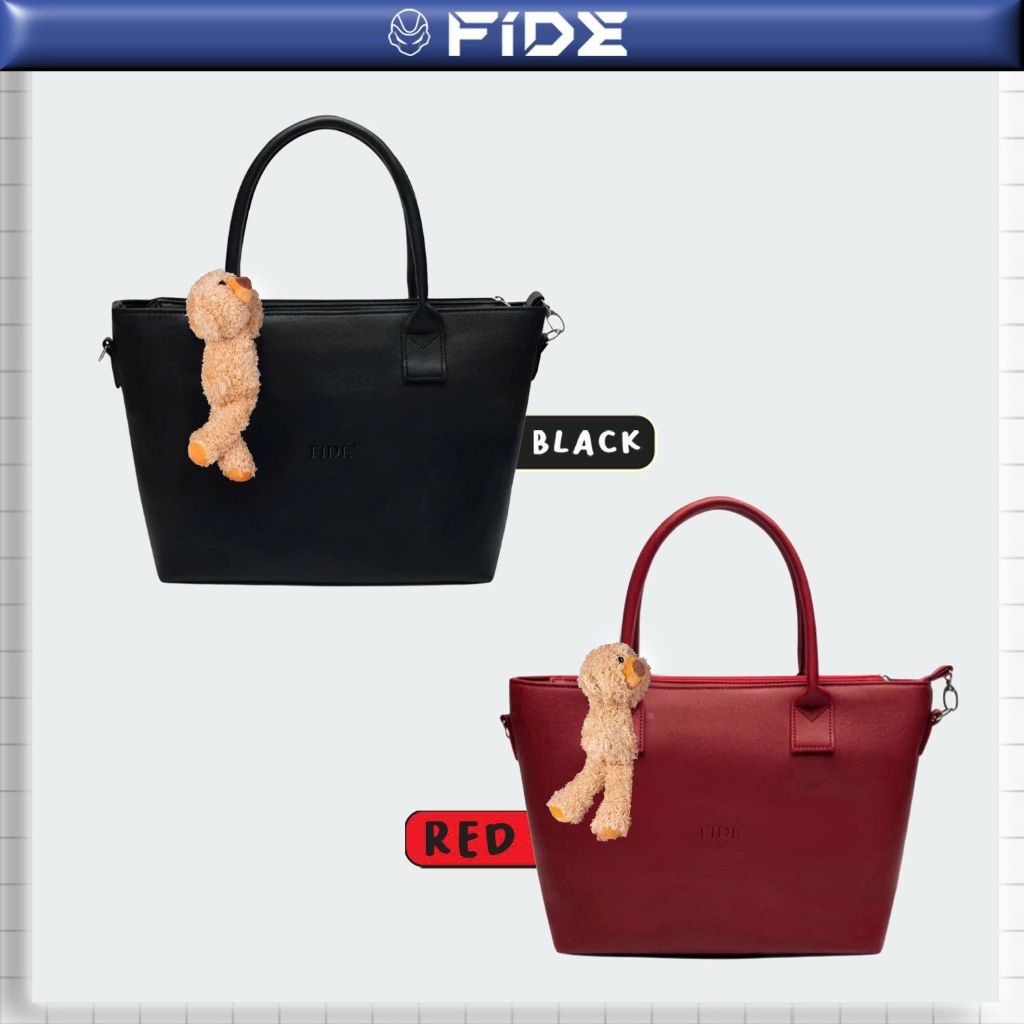 Túi Xách FIDE Local Brand Chính Hãng Tote Bag Size Lớn Da PVC Cao Cấp Đứng Form Có Dây Đeo - TCG01(Kèm gấu)