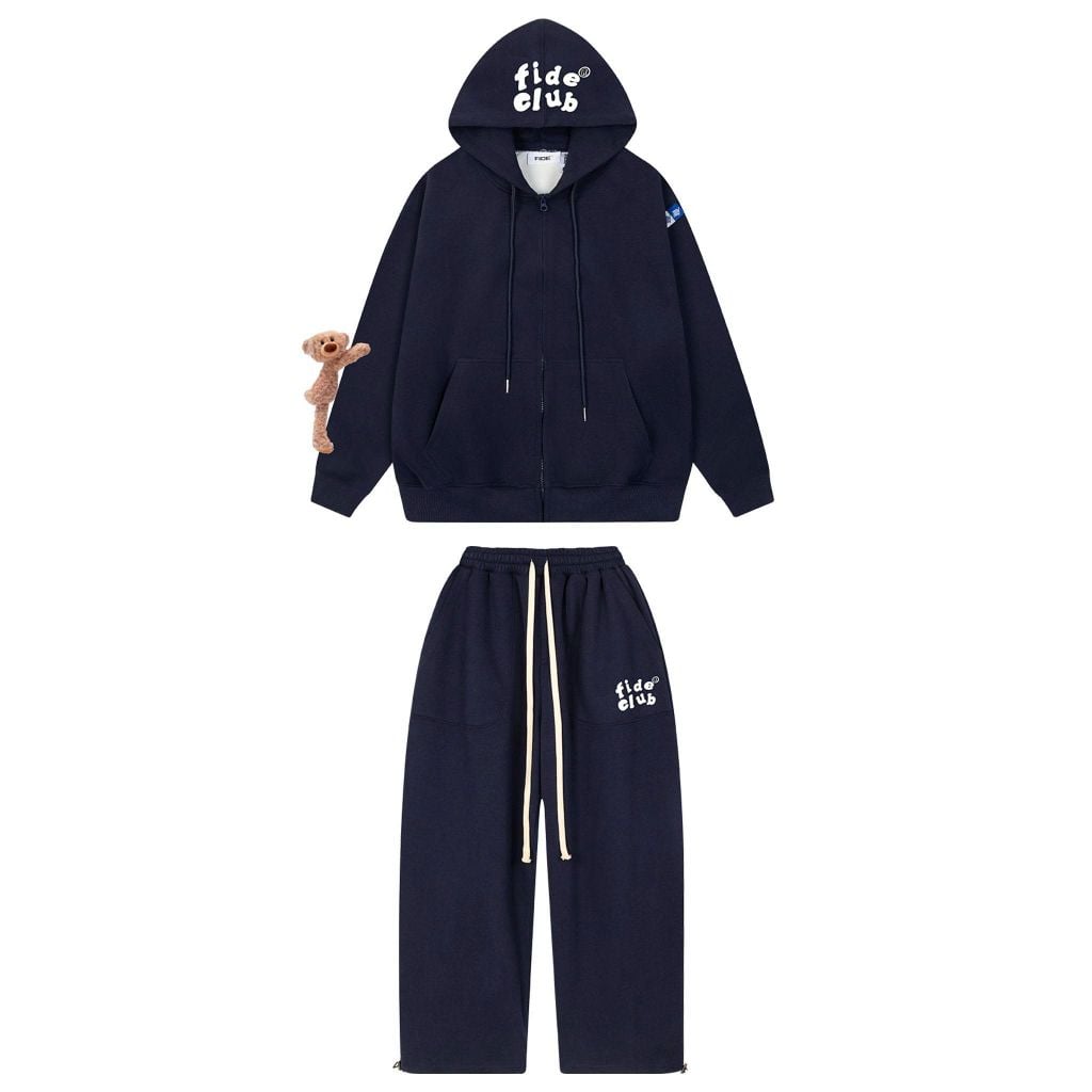 Set Áo Khoác Hoodie zip FIDÉ Teedy chất vải PC Cotton form rộng unisex nam nữ chống nắng CBZ06 (Kèm gấu)