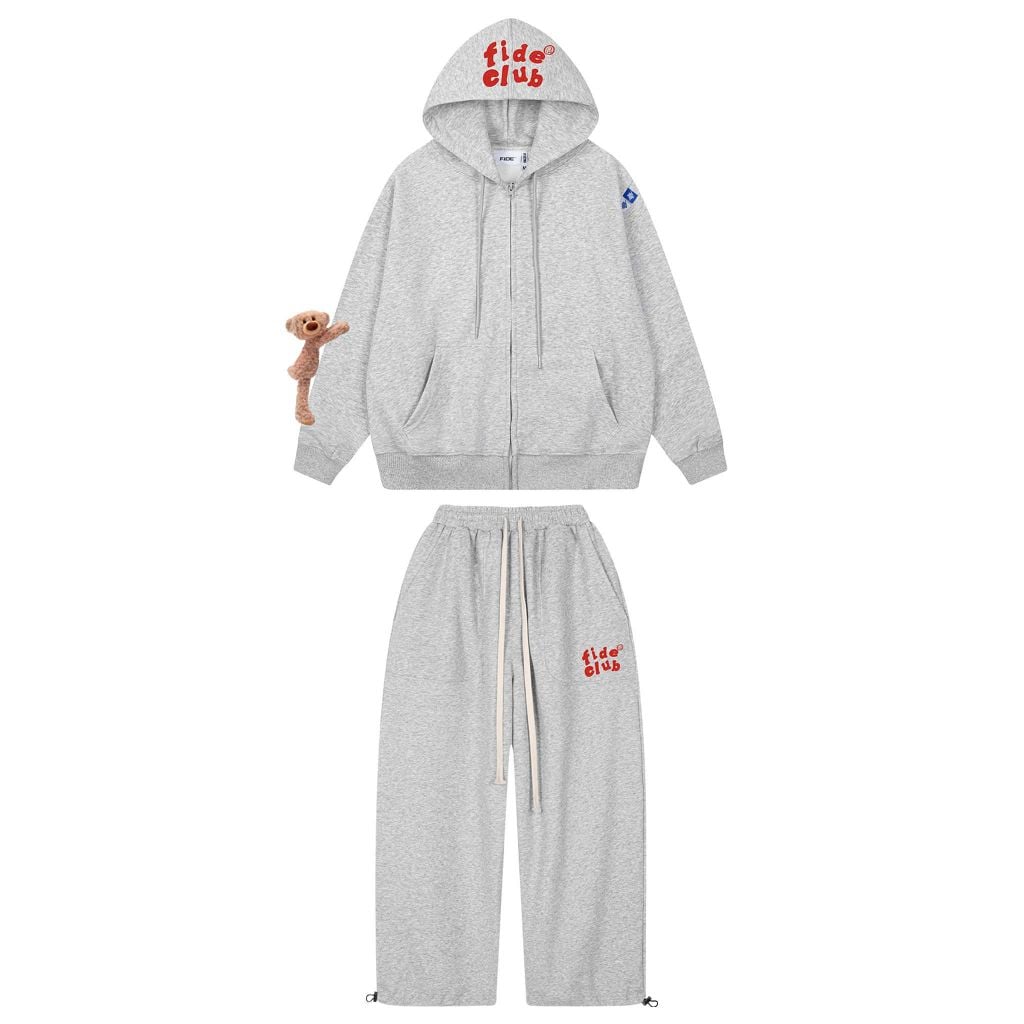 Set Áo Khoác Hoodie zip FIDÉ Teedy chất vải PC Cotton form rộng unisex nam nữ chống nắng CBZ06 (Kèm gấu)