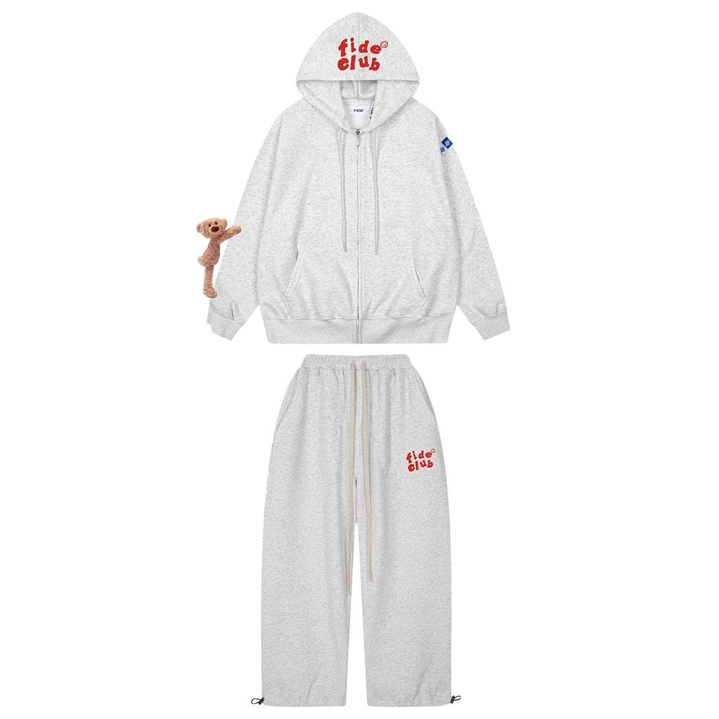 Set Áo Khoác Hoodie zip FIDÉ Teedy chất vải PC Cotton form rộng unisex nam nữ chống nắng CBZ06 (Kèm gấu)