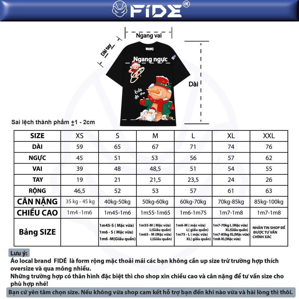 Áo thun JoyBear FIDE TEEDY phông cotton unisex nam nữ Form rộng cổ tròn - AT220