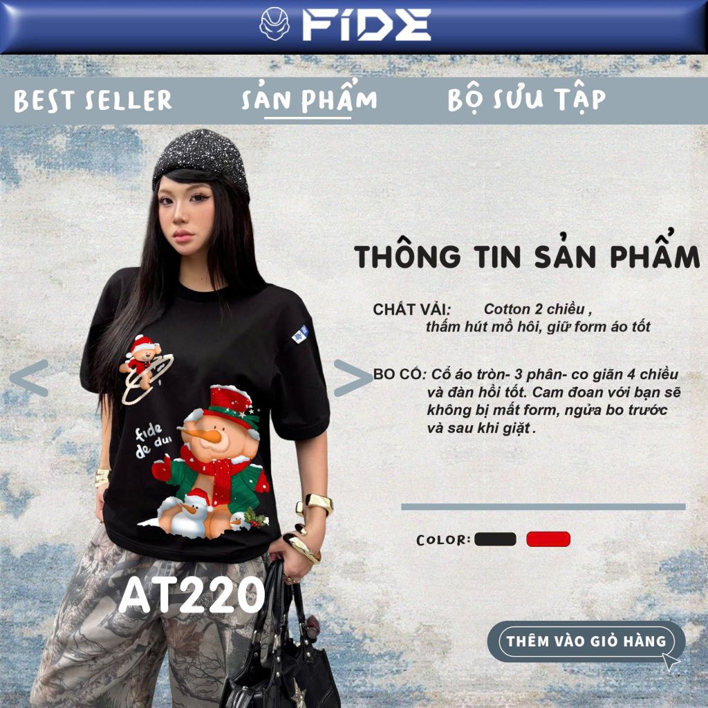Áo thun JoyBear FIDE TEEDY phông cotton unisex nam nữ Form rộng cổ tròn - AT220