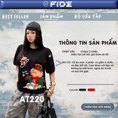 Áo thun JoyBear FIDE TEEDY phông cotton unisex nam nữ Form rộng cổ tròn - AT220