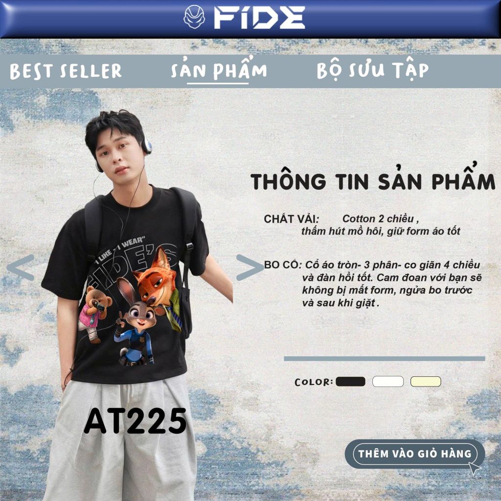 Áo thun FIDE Bunny Fox unisex form rộng nam nữ local brand cổ tròn oversize- AT225