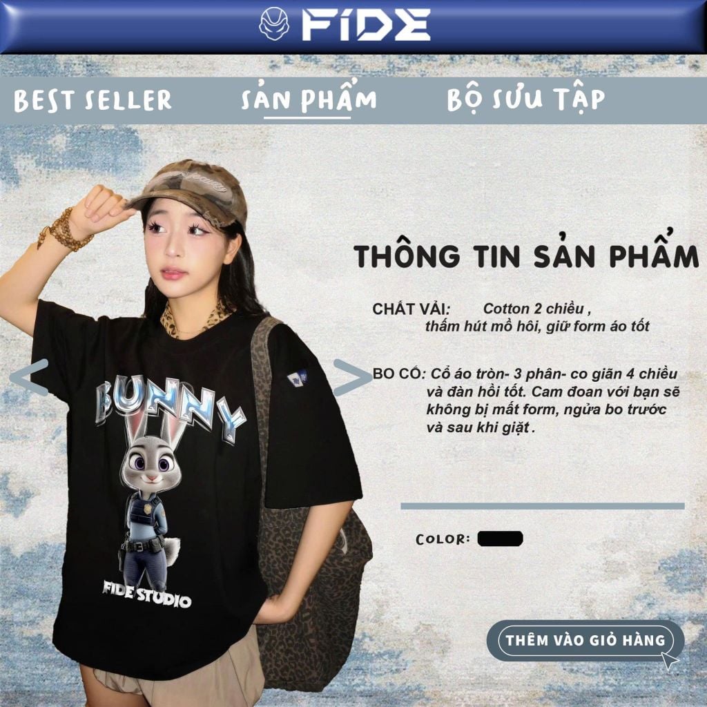 Áo thun FIDE Bunny Fox unisex form rộng nam nữ local brand cổ tròn oversize Zootopia - AT227