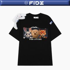 Áo thun FIDE Bunny Fox unisex form rộng nam nữ local brand cổ tròn oversize Zootopia - AT229 (Kèm phụ kiện)