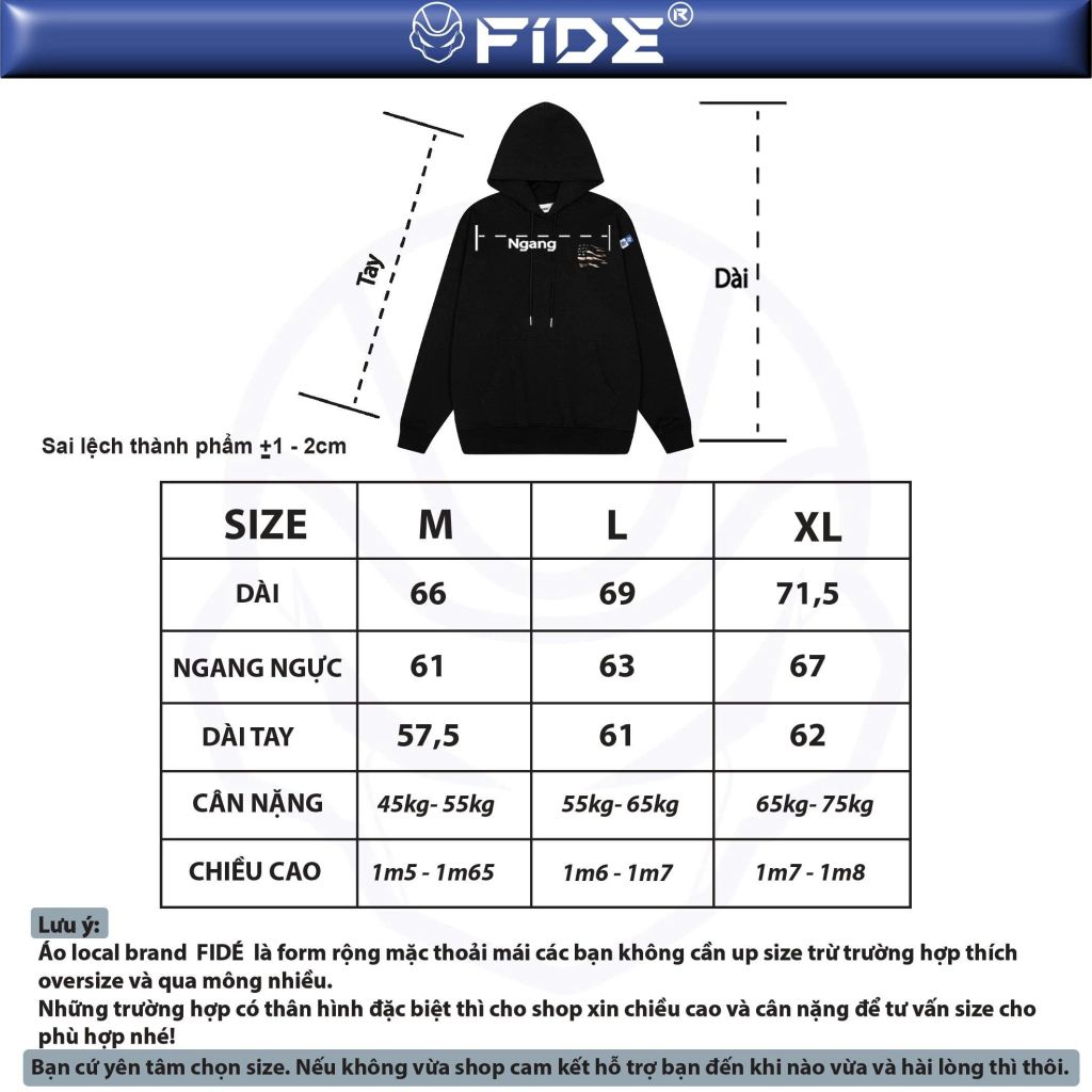 Áo hoodie FIDE lá cờ phong cách Vintage cổ tròn nam nữ HOODIE - HD14
