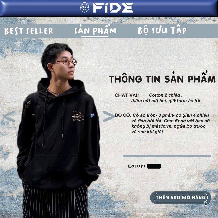 Áo hoodie FIDE lá cờ phong cách Vintage cổ tròn nam nữ HOODIE - HD14