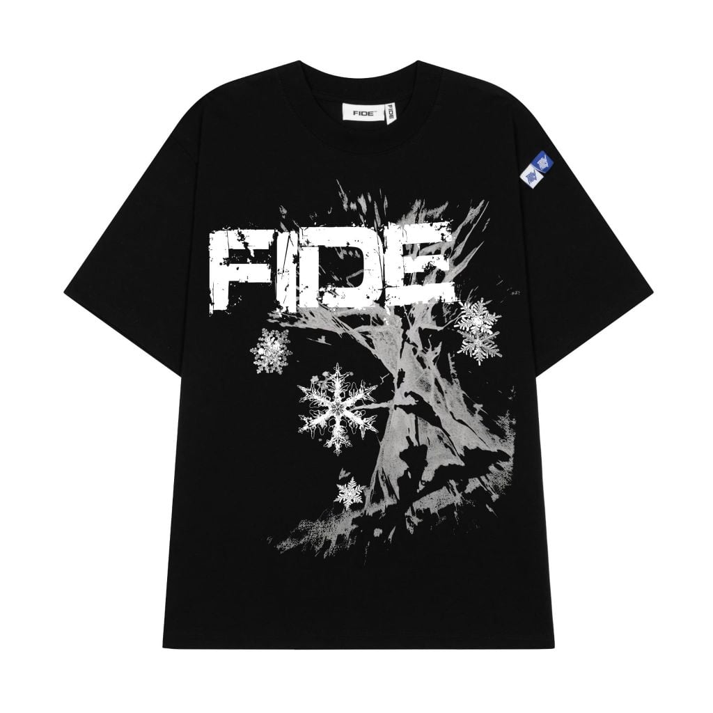 Áo thun FIDE unisex form rộng nam nữ local brand cổ tròn oversize hoa tuyết - AT231