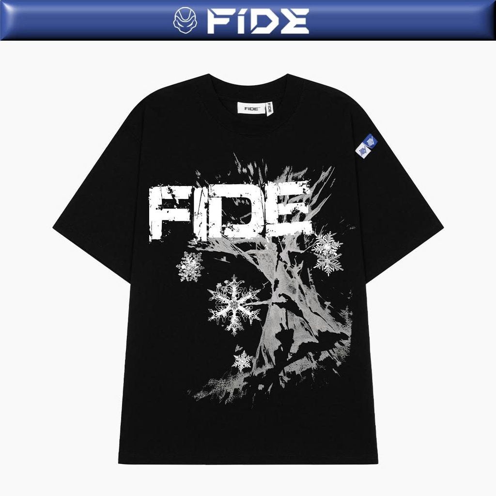 Áo thun FIDE unisex form rộng nam nữ local brand cổ tròn oversize hoa tuyết - AT231