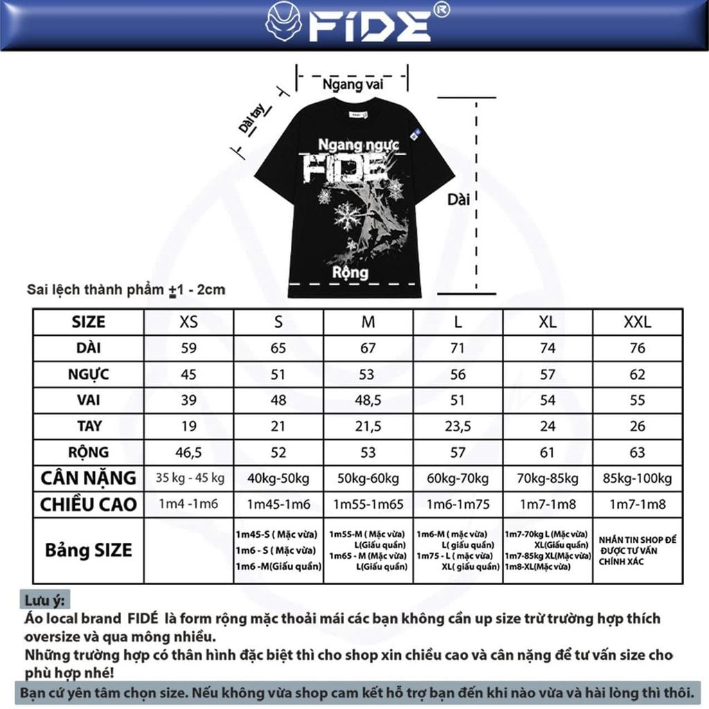 Áo thun FIDE unisex form rộng nam nữ local brand cổ tròn oversize hoa tuyết - AT231