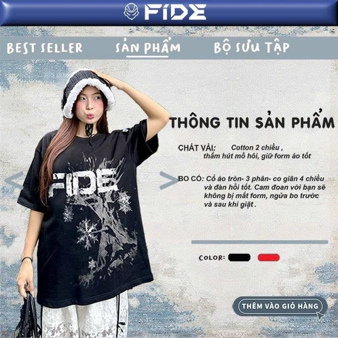 Áo thun FIDE unisex form rộng nam nữ local brand cổ tròn oversize hoa tuyết - AT231