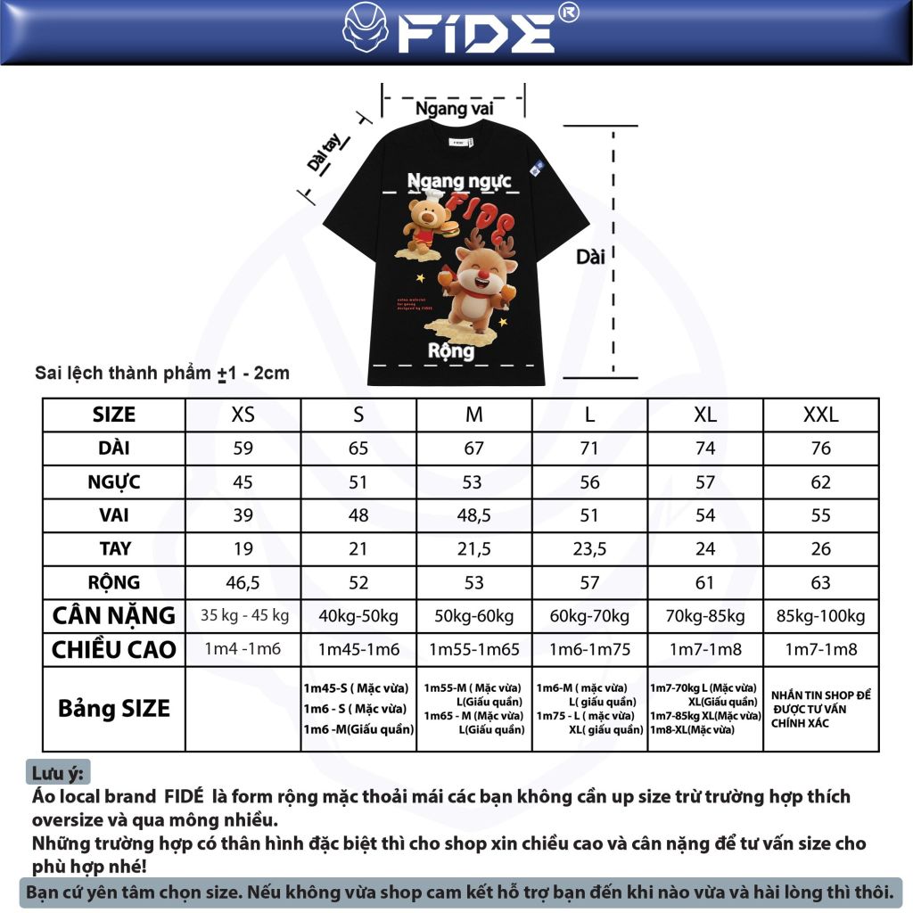 Áo thun FIDE JoyBear unisex form rộng nam nữ local brand cổ tròn oversize gà rán - AT233