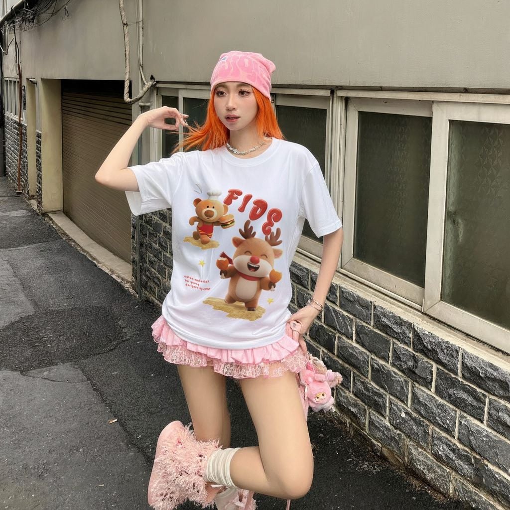 Áo thun FIDE JoyBear unisex form rộng nam nữ local brand cổ tròn oversize gà rán - AT233