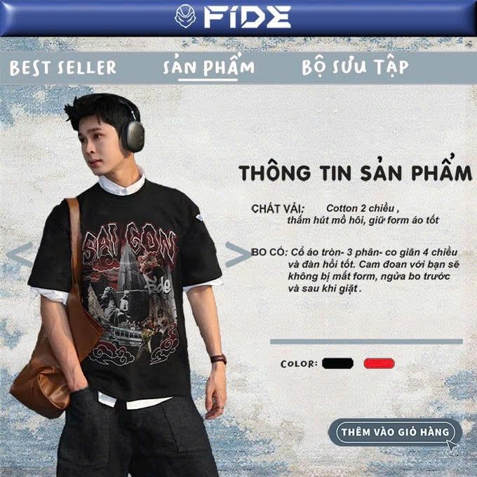 Áo thun địa danh FIDE phông unisex nam nữ form rộng ulzzang Sài Gòn - AT234