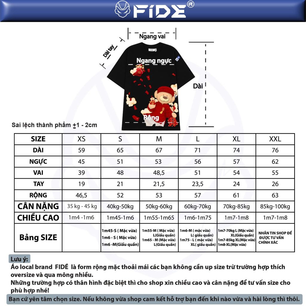 Áo thun FIDE JoyBear unisex form rộng nam nữ local brand cổ tròn oversize JoyBear 
