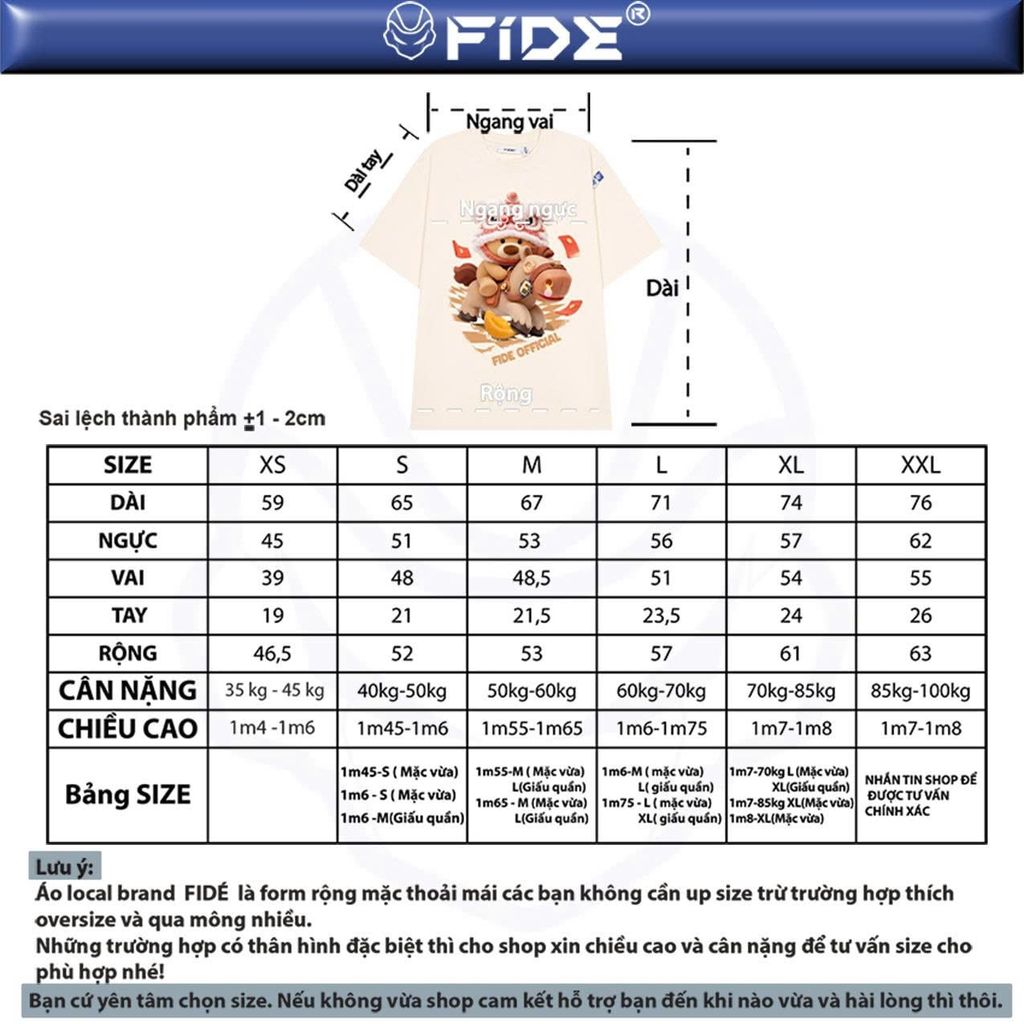 Áo thun FIDE JoyBear unisex form rộng nam nữ local brand cổ tròn oversize JoyBear - AT237