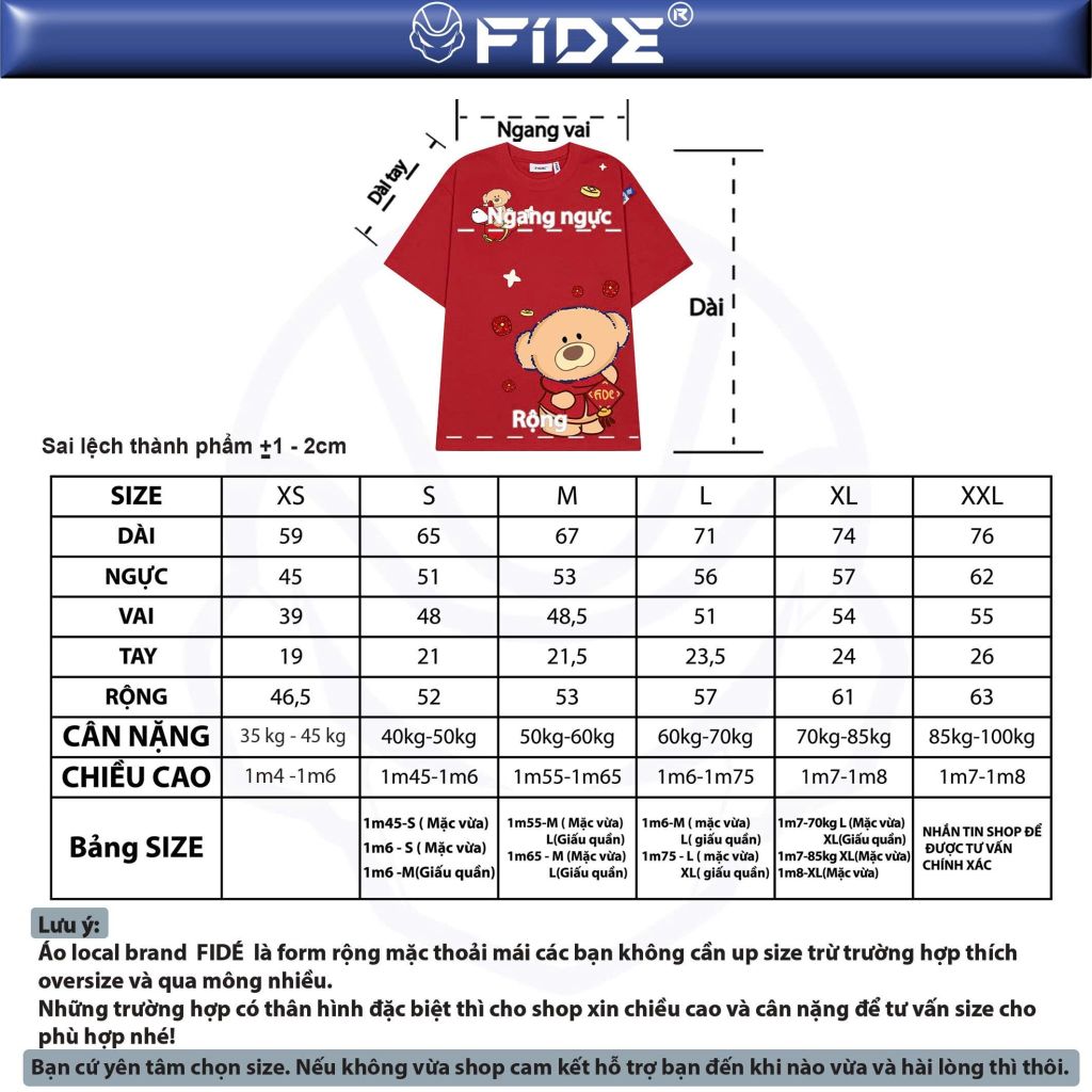 Áo thun FIDE JoyBear unisex form rộng nam nữ local brand cổ tròn oversize JoyBear - AT238