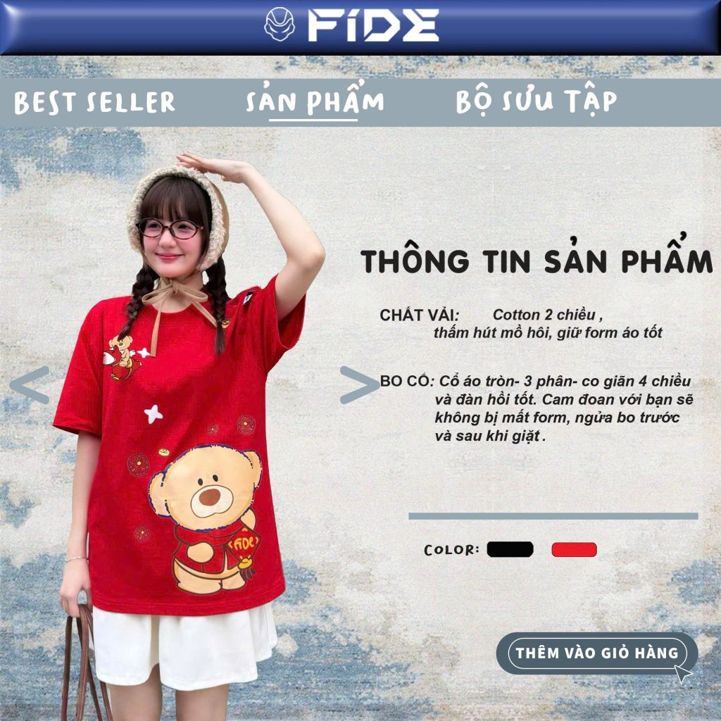 Áo thun FIDE JoyBear unisex form rộng nam nữ local brand cổ tròn oversize JoyBear - AT238