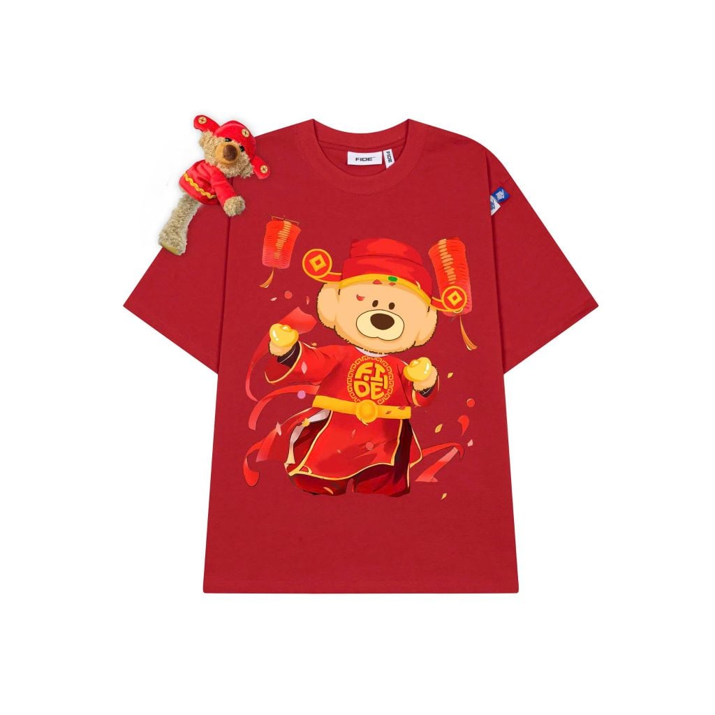 Áo thun FIDE JoyBear Thần Tài unisex form rộng nam nữ local brand cổ tròn oversize JoyBear - AT241 (Kèm Gấu)