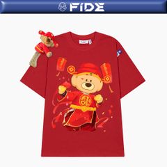 Áo thun FIDE JoyBear Thần Tài unisex form rộng nam nữ local brand cổ tròn oversize JoyBear - AT241 (Kèm Gấu)